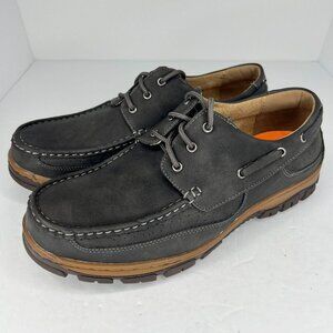 Hawke & Co Mens Dark Gray Lace Up Round Toe Low Top Size 10.5 Boat Shoes